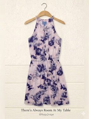 Simply Vera Vera Wang Floral Midi Dress XS Pink Purple Watercolor
